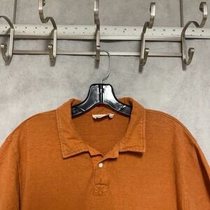 Wellen‎ Polo Shirt Men M Rust Organic Cotton Hemp Huckberry Golf Casual Active